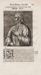 Genadio de Marsella sacerdote historiador Massilia grabado Thevet retrato 1584 - Imagen 1 de 1