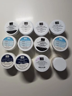 Stampin' Up! Lot of 12 Embossing Powder, Glitter, And Heat And Stick Powder  - Image 1 of 4