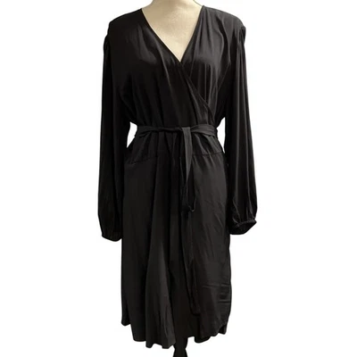 Vestido Old Navy Para Mujer XL Negro Envolvente Midi Ligero Clásico Minimalista Fiesta Foto 1 de 4