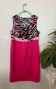 LE BOS Women’s Pink Black Polyester Blend Sleeveless Dress 18W EUC! $118 - Picture 1 of 6