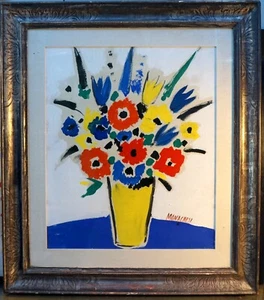1959 SANTE MONACHESI FIORI- OLIO SU TELA CON CORNICE-GRANDE DIPINTO-NATURA MORTA - Foto 1 di 12