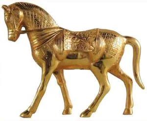 Statua Cavallo Alluminio Showpiece Statuetta Home Office Tavolo Decorazione Scultura 13" - Foto 1 di 3