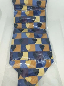 Cravatta Valentino vintage tie necktie Italy 100% silk HEART BLUE NEW VINTAGE - Imagen 1 de 3