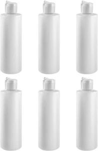 8 Oz Plastic Cylinder Bottles with Flip Top Pour Spout, Pack of 6, White - Picture 1 of 10