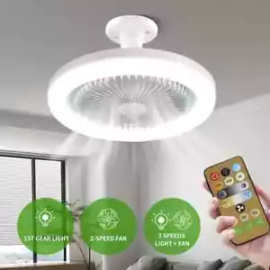 Ceiling Fans With Remote Control and Light LED Lamp Fan E27 Converter Base Smart - Picture 1 of 7