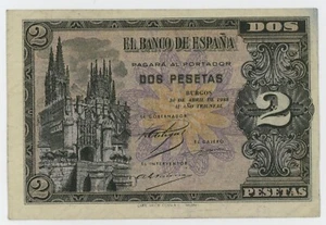 Spain España 2 Pesetas 30-4-1938 Pick 109.a XF- Circulated Banknote R034 - Picture 1 of 2