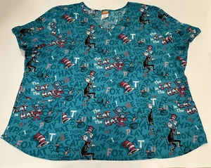Dr. Seuss Katze im Hut Cartoon Grafik Damen türkis/türkis Peeling Top 3XL - Bild 1 von 6