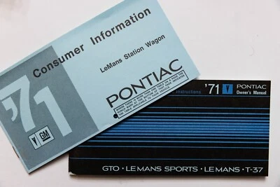 1971 Pontiac GTO Lemans T-37 Owner's Manual Original with supplement - Image 1 of 4