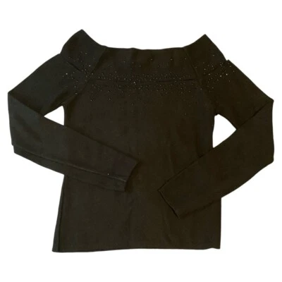Kenar Off Shoulder Sweater Top Shirt Black Sparkle Large long sleeve - Image 1 of 4