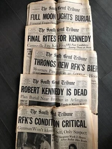 Rare Vintage Robert Kennedy Assassination Newspapers June1968 South Bend Tribune - Picture 1 of 7