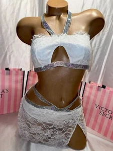 Victorias Secret Bling Bra & Skirt Set XL Only Set On eBay $113 - Picture 1 of 6