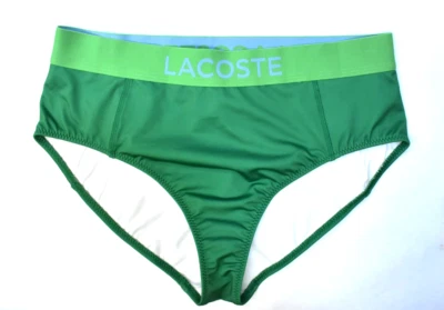 Lacoste Print Bikini Bottom Green Technical Jersey Polyester Womens 44 US 12 - Image 1 of 4