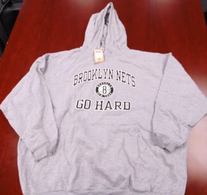 MAJESTIC NBA BROOKLYN NETS GO HARD GRAY HOODED SWEATSHIRT SIZE 5XL - Picture 1 of 3