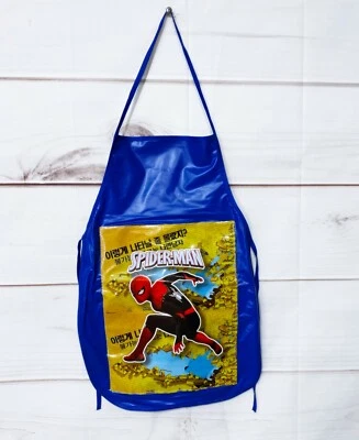 Spider-Man Boys Kids Blue Vinyl Bib Apron Cooking Crafts Handmade - Image 1 of 4