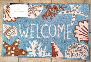 Artisan De Luxe Home Sea Shells WELCOME Scatter Rug Mat Coastal Beach 20x32" New - Picture 1 of 11