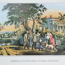 Currier & Ives Vtg Print American Country Life October Afternoon Nature Decor