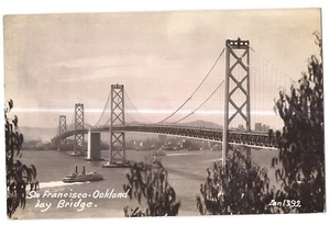 RPPC SAN FRANCISCO OAKLAND BAY BRIDGE Kalifornien CA Postkarte B&W - Bild 1 von 2
