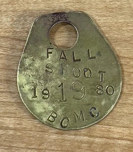 Vintage 1980 Herbstschießen Jagdschild / Lizenznummeriert Metall Messing ? BCMC - Bild 1 von 3