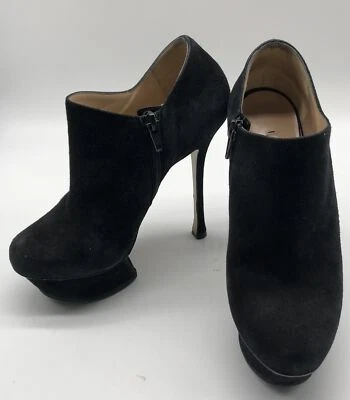 Nicholas Kirkwood Black Suede Side-Zip Ankle Bootie Heel sz 36 - Image 1 of 4