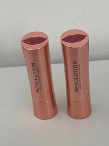 2 x Revolution Satin Kiss Lipstick Shade Ruby Red Full Size Sealed - Picture 1 of 2