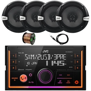 JVC 2DIN In-Dash USB/AUX Bluetooth Car Radio, 4x 6.5" 300W Speaker, Antenna,Wire - Picture 1 of 6
