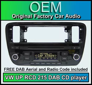 VW UP DAB radio CD player stereo with DAB aerial RCD 215 DAB+ headunit - Picture 1 of 4