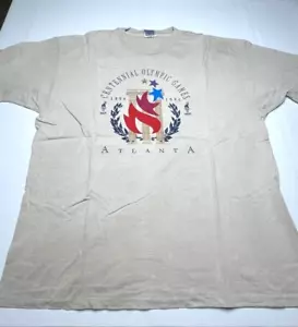 #T65 - VINTAGE CENTENNIAL OLYMPIC GAMES 1896-1996 ALANTA SHIRT SIZE XL - BEIGE - Picture 1 of 4