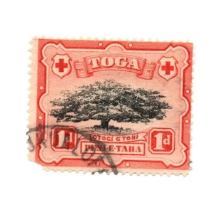 Estampilla usada negra Tonga 1897 con motivo de árbol 1d Cinnebar - Imagen 1 de 1