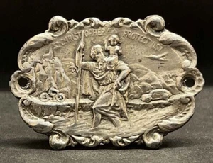 USA antique St Christopher protect us Car badge aeroplane motorbike old car - Picture 1 of 9