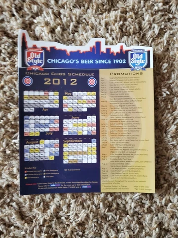 Chicago Cubs 2012 Cubs Magnet Schedule Wrigley Field SGA Cover