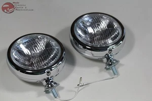 Clear Lens Vintage Style Mounted Custom Fog Lamp Lights Truck Rod 12 Volt 5" New - Picture 1 of 12