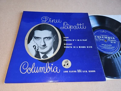 DINU LIPATTI-BACH : PARTITA #1 / MOZART : SONATA #8 -1958 Uk COLUMBIA 10"-Nm/Ex - Image 1 of 4