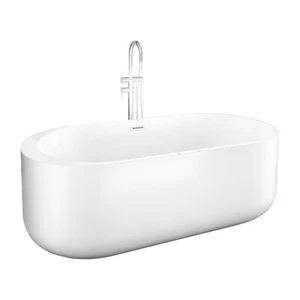 freistehende Badewanne F26 170x80cm Whirlpool Luft & Wasser mit Armatur AF03 - Bild 1 von 7