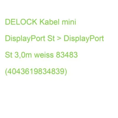 DELOCK Kabel mini DisplayPort St > DisplayPort St 3,0m weiss 83483 (404361983483 - Bild 1 von 2