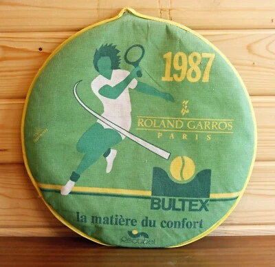Cojín de asiento de tenis abierto francés 1987 vintage - recuerdos de tenis deportes París Foto 1 de 4