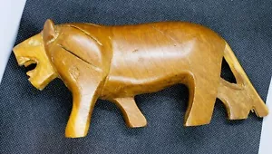 Vintage Hand Carved Wood Africa LION Wooden Modernist Carving Figurine Statuette - Picture 1 of 5