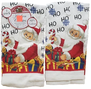 2er Set gleiche Frotteetücher (15"x25") WEIHNACHTSMANN, SCHNEEFLOCKEN & WEIHNACHTSGESCHENKE, XO XO, BH - Bild 1 von 13