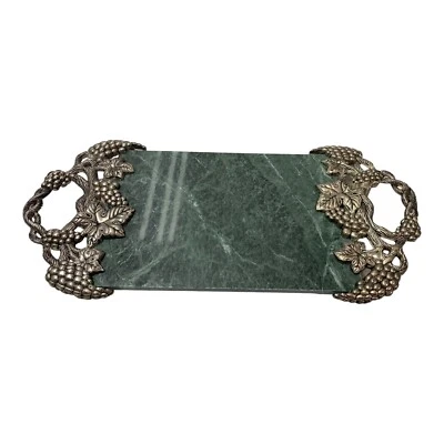 Vintage Godinger Silver Art Co Marble Charcuterie Serving Tray Grape Design -C47 - Image 1 of 4