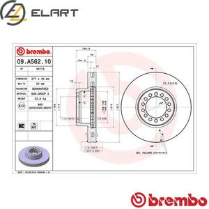 2x BRAKE DISC 09.A562.10 FOR IVECO EUROCARGO/I-III EUROFIREF4AE0681E 5.9L 6cyl - Picture 1 of 9