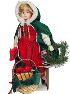 Vintage 1982 Seymour Mann 14" Christmas Caroler Porzellan Puppe mit Metallständer - Bild 1 von 22