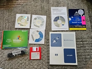 Vintage Microsoft HP Software Lot XP, Works, AOL, Floppy Disk + Manuals Untested - Picture 1 of 14