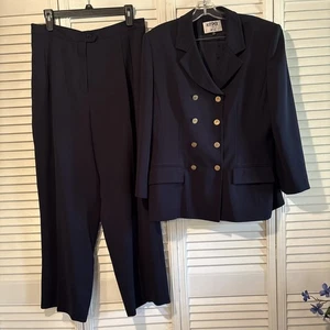 KASPER A.S.L. Tuta pantalone donna manica lunga 2 pezzi blu scuro. Taglia 14 - Foto 1 di 9