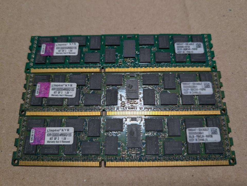 Kingston 12GB Kit of (3x4GB) DDR3-1333MHz  KVR1333D3S4R9SK3/12GI Memory - Image 1 of 1