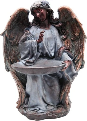 Alimentador para pájaros ángel arrodillado, decoración religiosa al aire libre, jardín inspirador 15 pulgadas Foto 1 de 4