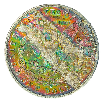 1881-S PCGS MS64 MORGAN $ -SPOOKY COLORFUL SPECIMEN RAINBOW TONING (VIDEO} ** - Image 1 of 4