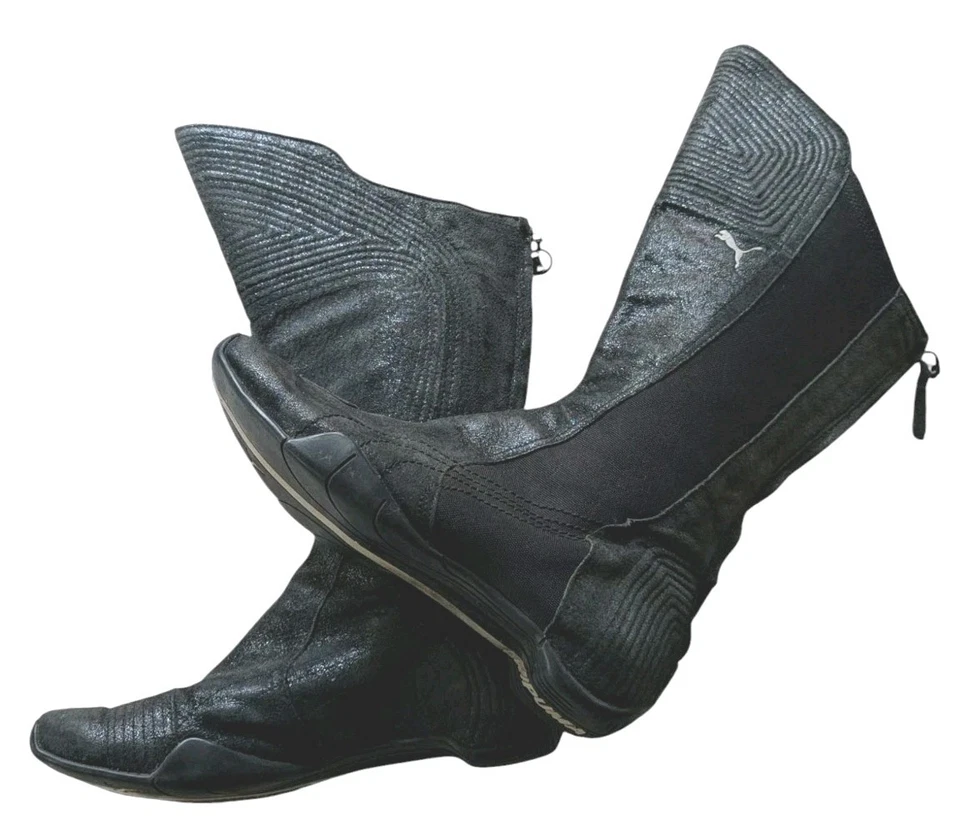Puma Retro Black Moto Biker Style Boots Womens Size 9.5 Vintage 2004 - Image 1 of 4