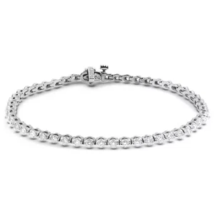 Brazalete Tenis Oro Blanco 14K Sólido Clásico 2 CT Redondo Cultivado en Laboratorio Diamante E VVS2 - Imagen 1 de 7