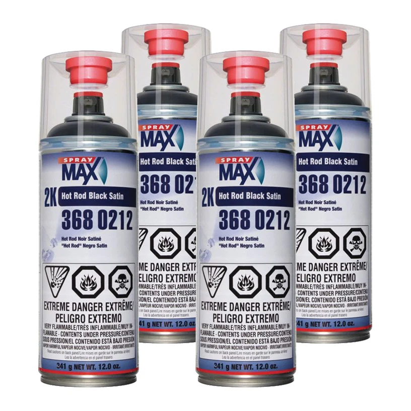 SprayMax 3680212 2K Hot Rod Satin Black Aerosol 12 oz. (4 Pack) - Image 1 of 1