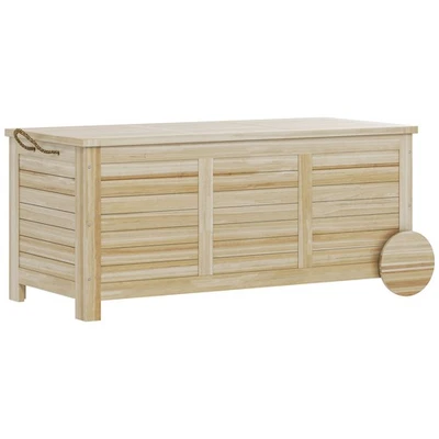 Outsunny Cassapanca da Giardino 185L a 2 Ruote in Legno di Abete 110x50x50 cm - Immagine 1 di 4