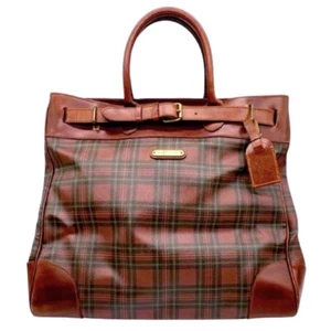 Ralph Lauren Arzttasche Tartan kariert braun grün Boston Wochenende Reisekoffer - Bild 1 von 16